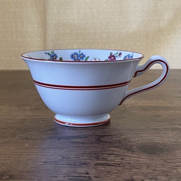 Vintage Grosvenor Bone China Teacup & Saucer Jackson & Gosling White Red Floral - Picture 11 of 14
